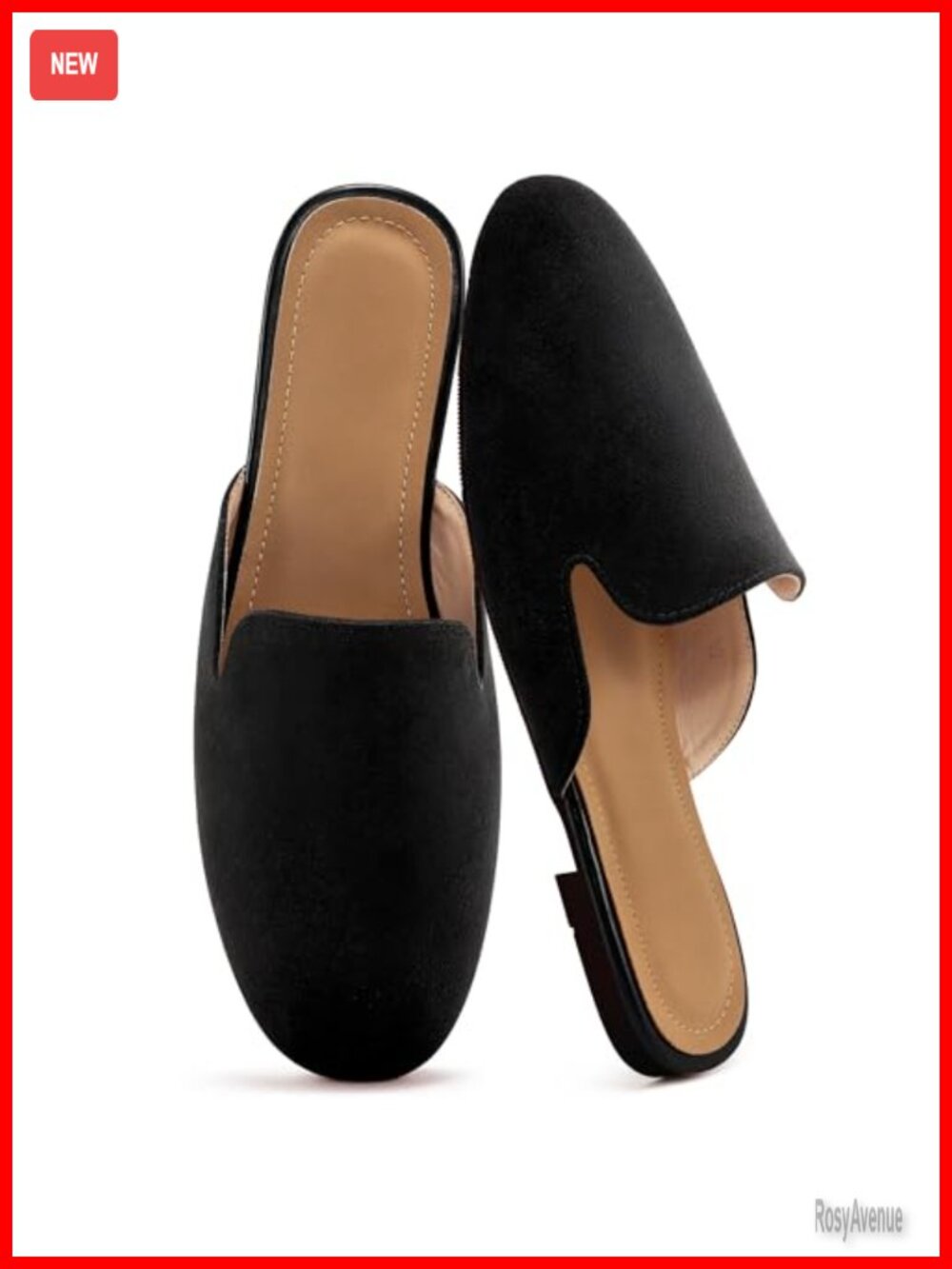 Suede Mules Slip On Round Toe Flats Comfortable Work Casual Shoes